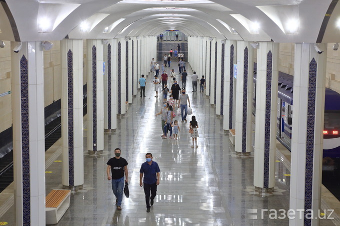 Станция «Туркистон» Юнусабадской линии Ташкентского метрополитена. 02 сентября 2020.