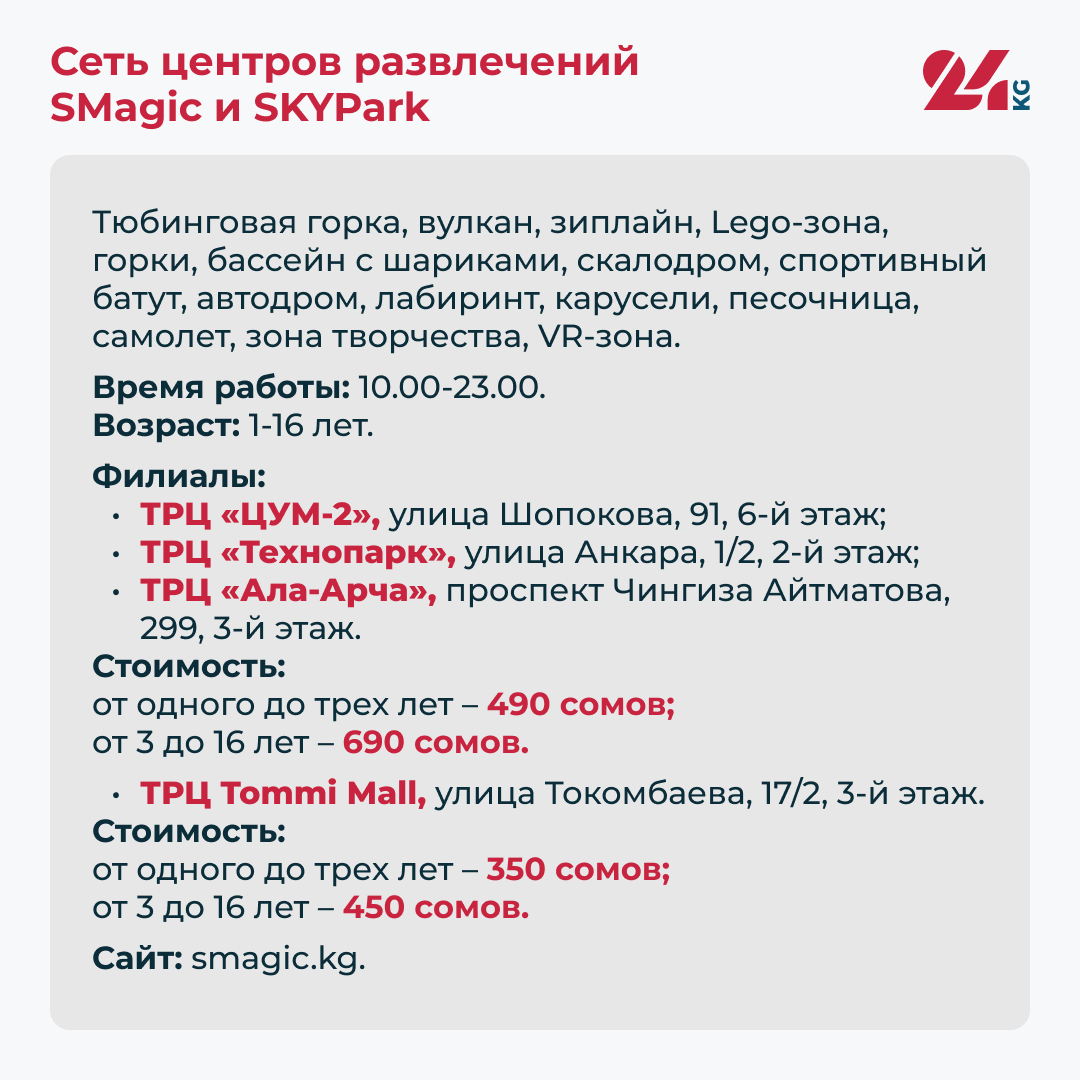 Крытые детские площадки в Бишкеке. Адреса и цены